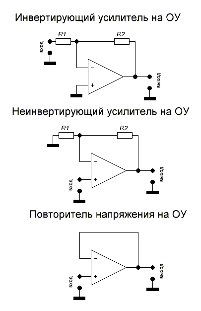 Операционный усилитель неинвертирующий схема