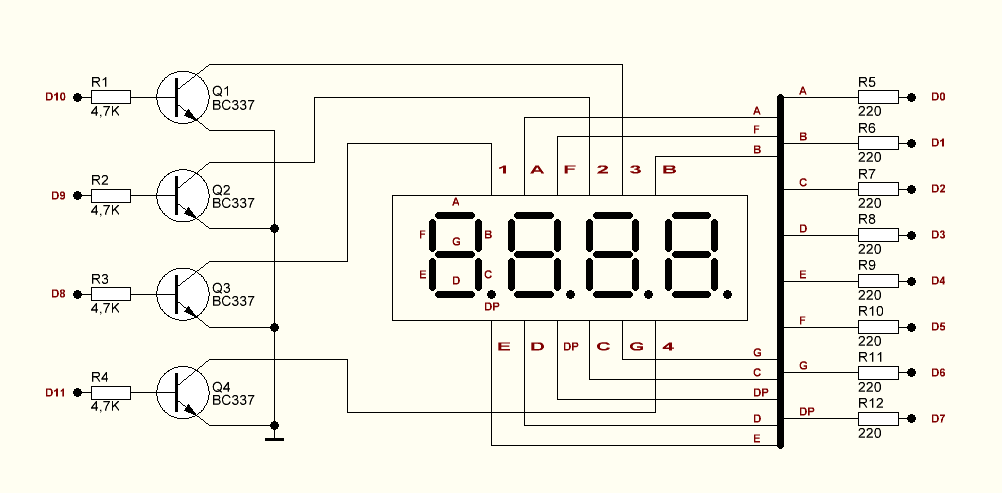 Семисегментный индикатор arduino схема